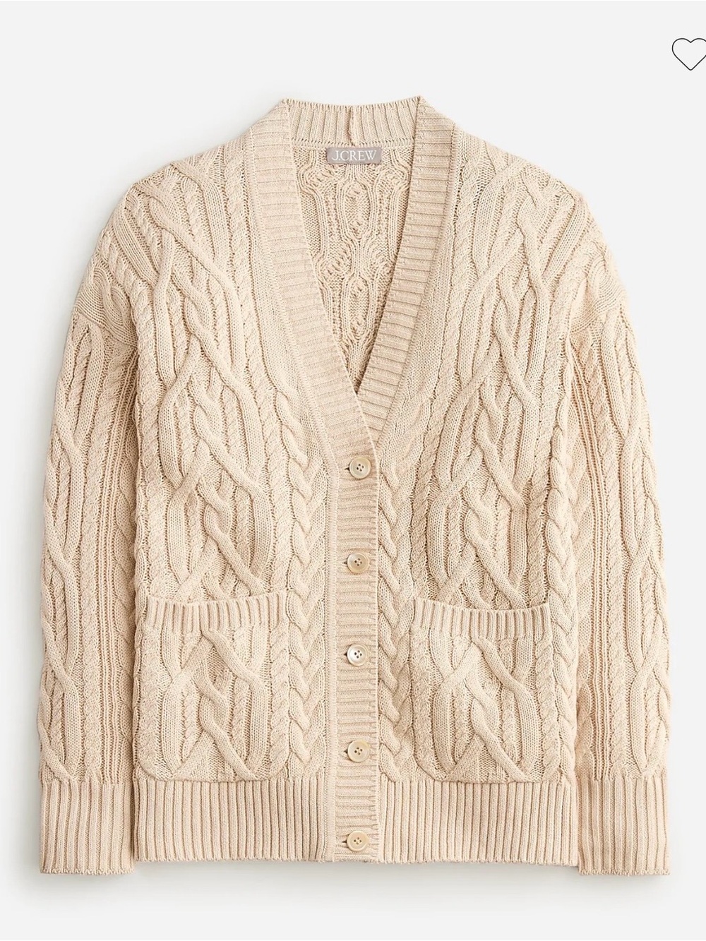 J. Crew Cable-Knit Cardigan, Toasted Cream, Size M, NWT